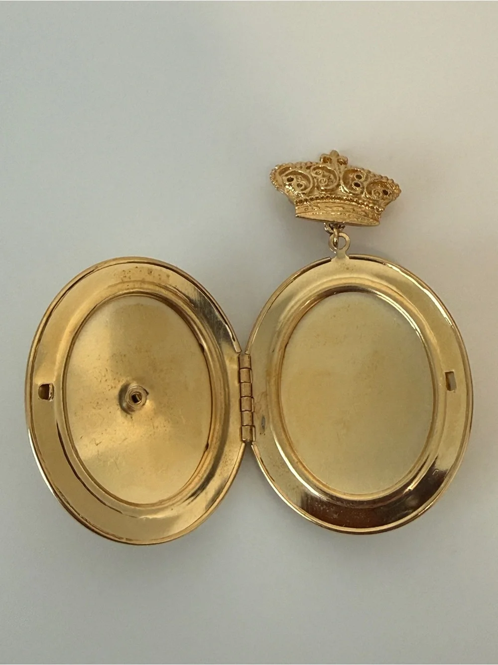 Gold Floral Crown Locket Pendant - Pink Rose Design